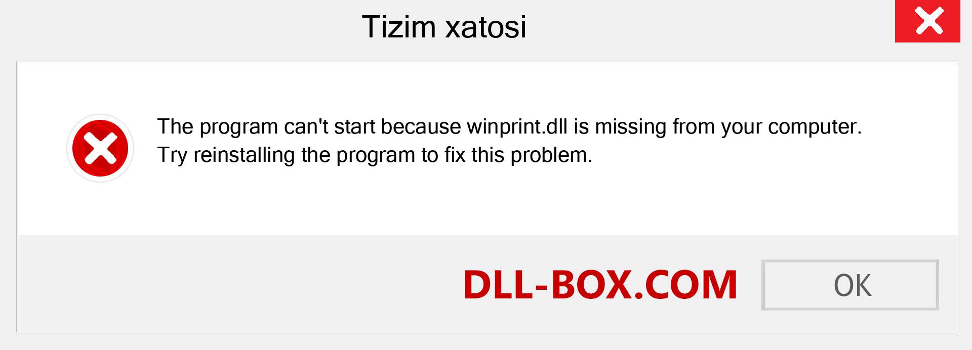 winprint.dll fayli yo'qolganmi?. Windows 7, 8, 10 uchun yuklab olish - Windowsda winprint dll etishmayotgan xatoni tuzating, rasmlar, rasmlar